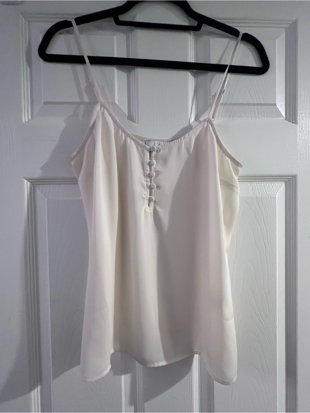 L'Academie Cream Spaghetti-Strap Button-Front Camisole
